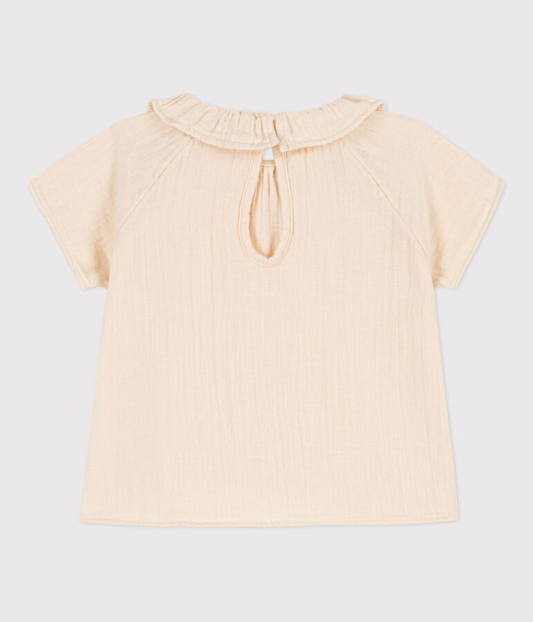 Blouse manches courtes b&eacute;b&eacute; en gaze de coton &eacute;cru