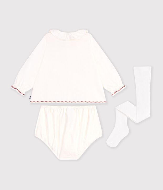Coffret cadeau b&eacute;b&eacute; avec blouse, bloomer et collants multicouleur