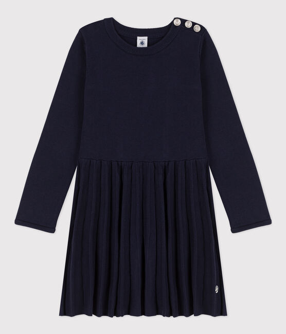 Robe manches longues en tricot enfant fille bleu SMOKING