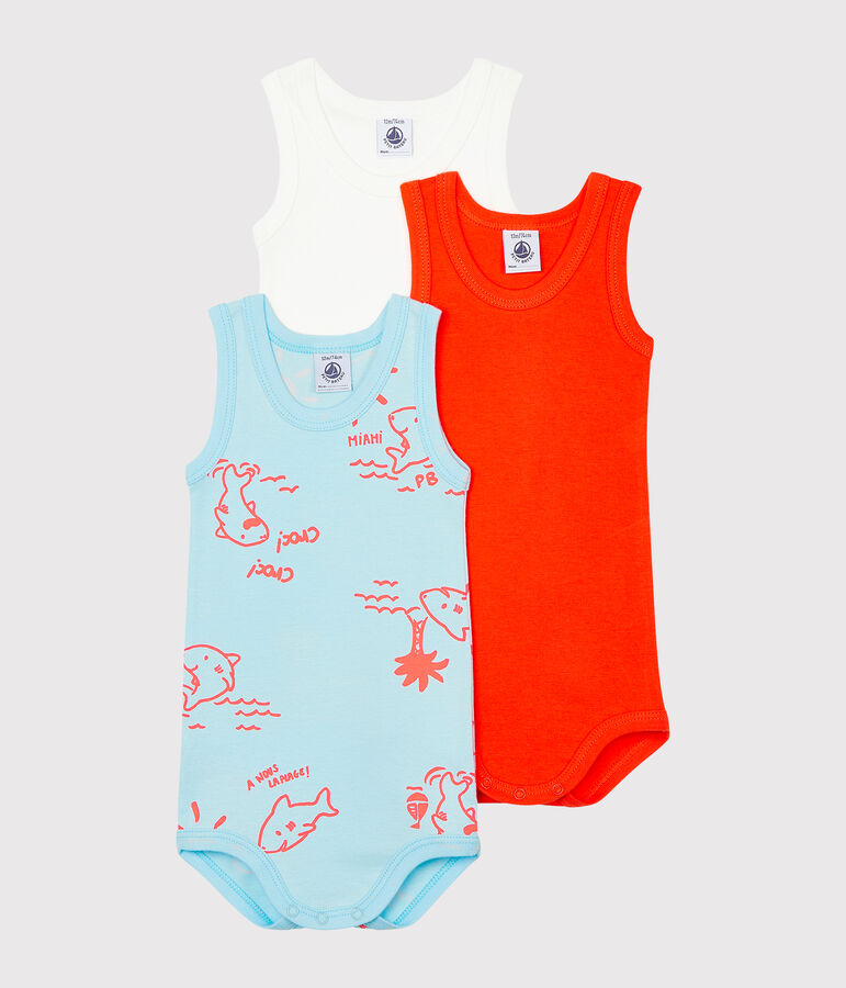 Trio de bodies sans manches b&eacute;b&eacute; gar&ccedil;on multicouleur