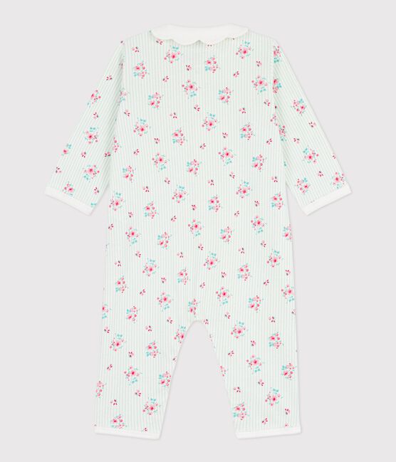 Pyjama bébé en coton sans pieds à col imprimé fleuri blanc MARSHMALLOW/blanc MULTICO