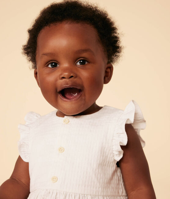 Robe sans manche en coton façonné bébé blanc MARSHMALLOW