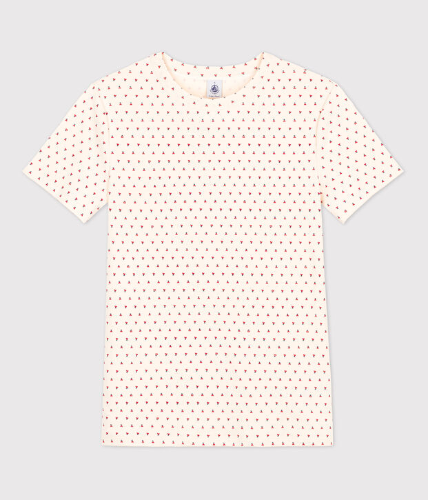 Tee-shirt L'ICONIQUE col rond en coton Femme &eacute;cru/rouge/multicouleur