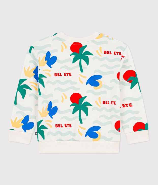 Sweatshirt enfant en coton imprim&eacute; &eacute;cru/multicouleur
