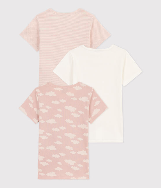 Lot de 3 tee shirts manches courtes nuages en coton  petite fille variante 1