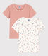 Lot de 2 tee-shirts manches courtes fleur petite fille en coton
