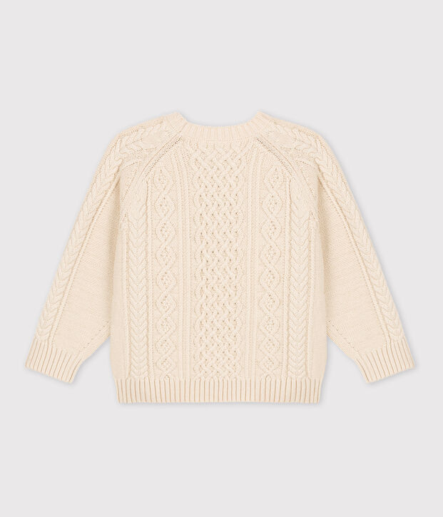 Pull irlandais en coton enfant fille / gar&ccedil;on &eacute;cru