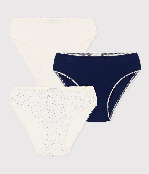 Lot de 3 culottes &agrave; pois en coton et &eacute;lasthanne petite fille multicouleur