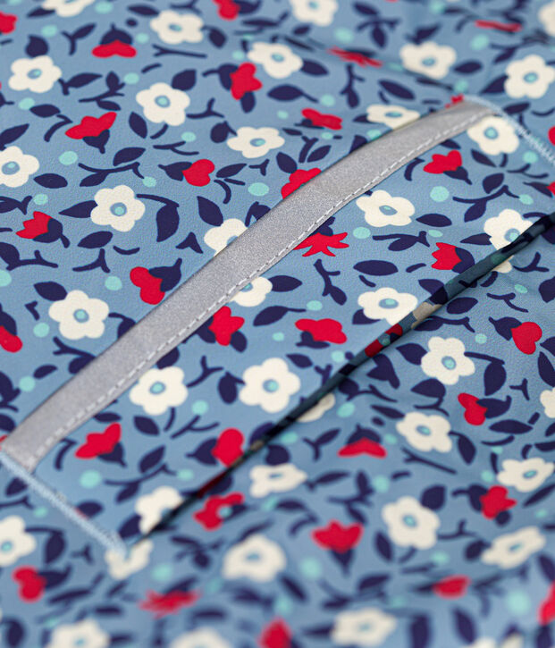 Coupe-vent, mati&egrave;re recycl&eacute;e enfant fille bleu/multicouleur
