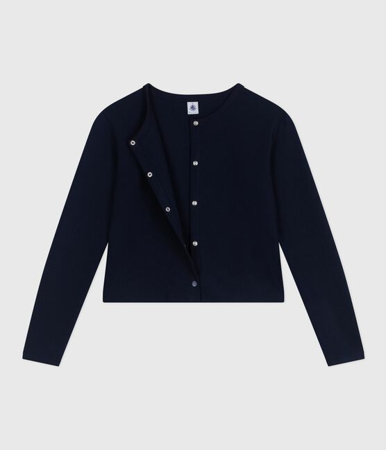 Cardigan femme en coton uni bleu SMOKING