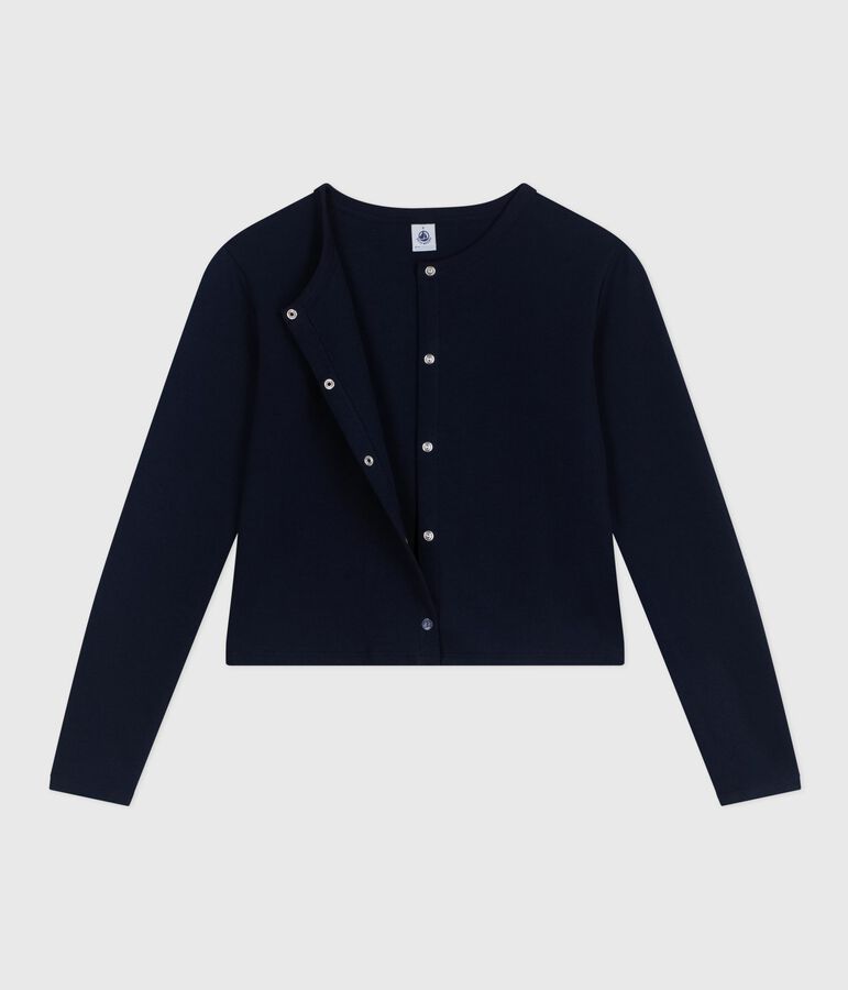 Cardigan femme en coton uni bleu SMOKING