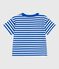 T-shirt bébé en coton à manches courtes rayé bleu PORCELANA/ MARSHMALLOW