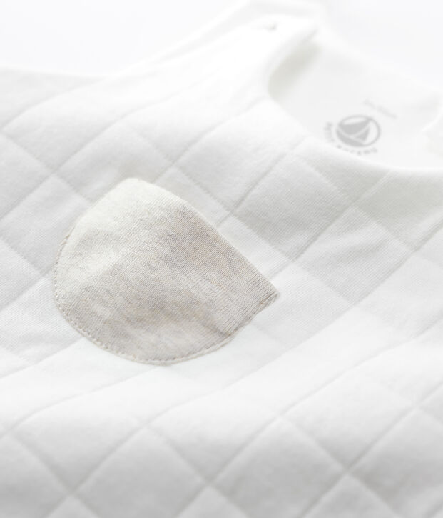Salopette b&eacute;b&eacute; matelass&eacute;e en coton biologique blanc