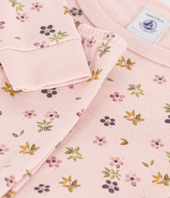 Pyjama ajusté en coton imprimé à fleurs enfant SALINE/ MARSHMALLOW