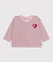 Tee-shirt bébé en coton à manches longues, rayé rouge MILK/ AMARANTE