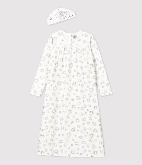Chemise de nuit de princesse petite fille en velours blanc MARSHMALLOW/gris ARGENT