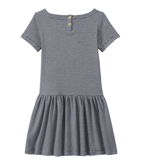 Robe fille rayé milleraies bleu SMOKING/blanc LAIT