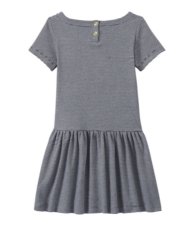 Robe fille ray&eacute; milleraies bleu/blanc