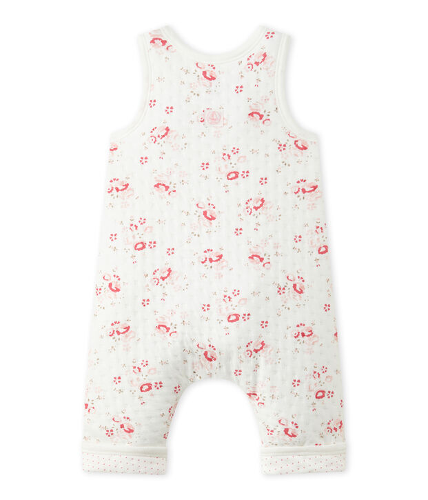 Salopette b&eacute;b&eacute; fille en tubique matelass&eacute; blanc/multicouleur