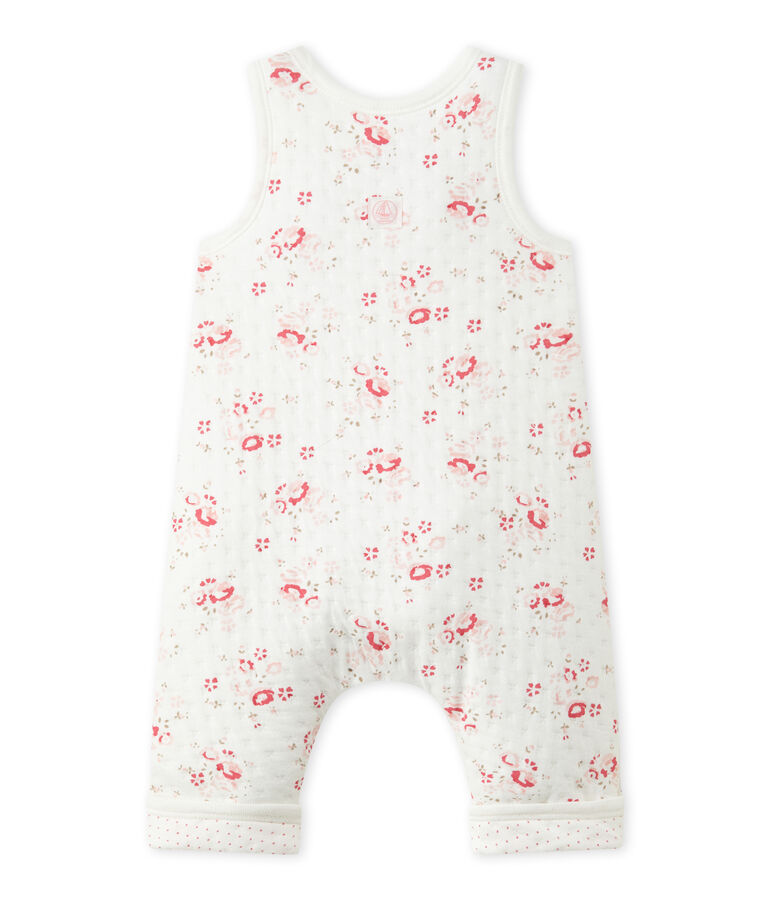 Salopette b&eacute;b&eacute; fille en tubique matelass&eacute; blanc/multicouleur