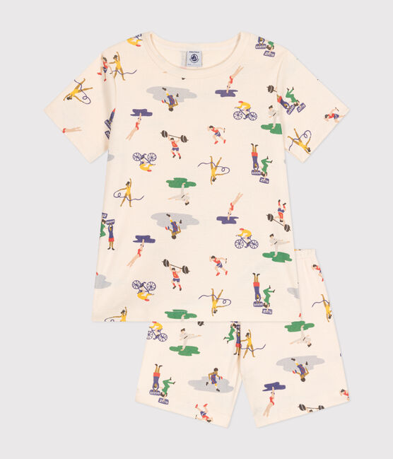 Pyjama short en coton imprimé multi sports enfant blanc AVALANCHE/ MULTICO