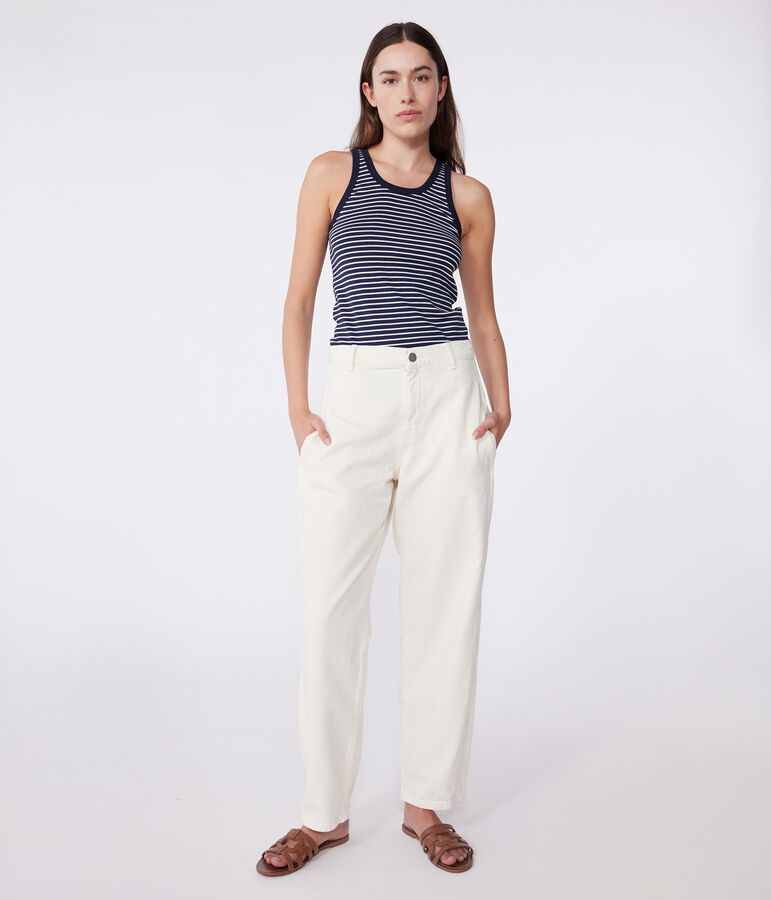 D&eacute;bardeur Femme l'Iconique en coton ray&eacute; bleu SMOKING/blanc MARSHMALLOW