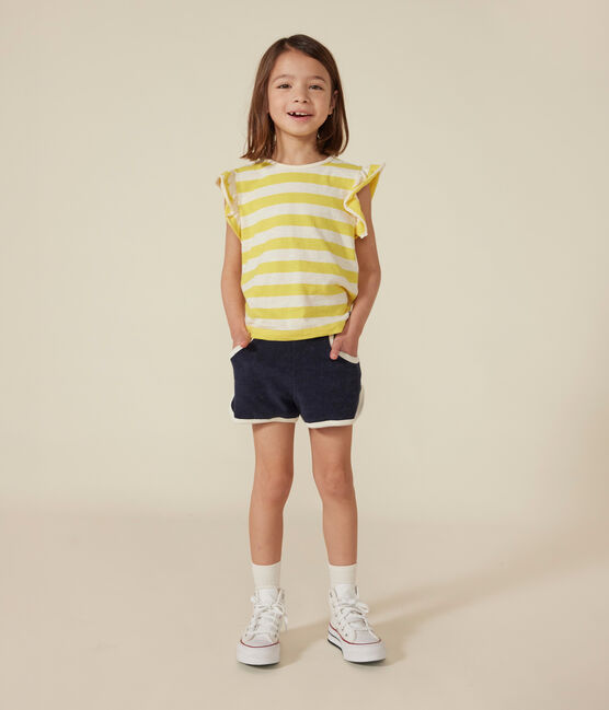 Tee-shirt rayé en jersey flammé enfant fille jaune NECTAR/ AVALANCHE