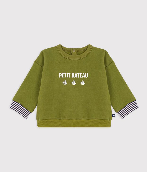 Sweatshirt b&eacute;b&eacute; en coton motif Petit Bateau vintage vert