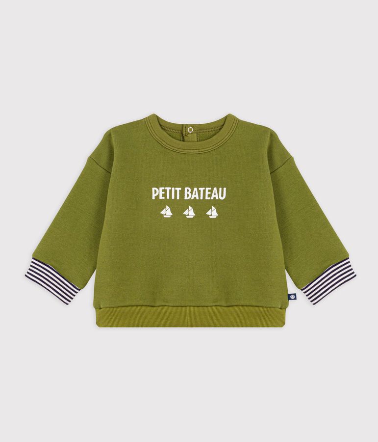 Sweatshirt b&eacute;b&eacute; en coton motif Petit Bateau vintage vert