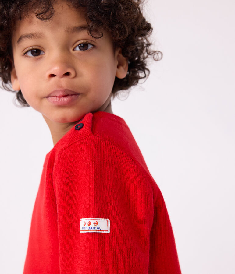 Pull enfant en laine et coton uni rouge POMPEI
