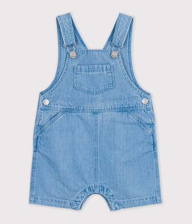 Salopette courte b&eacute;b&eacute; en denim l&eacute;ger bleu