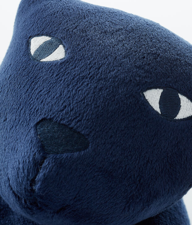 Coussin panth&egrave;re en velours bleu fonc&eacute;