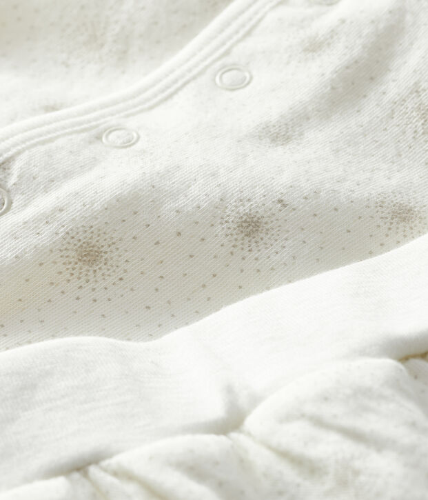 Ensemble 2 pi&egrave;ces b&eacute;b&eacute; mixte en tubique blanc/gris