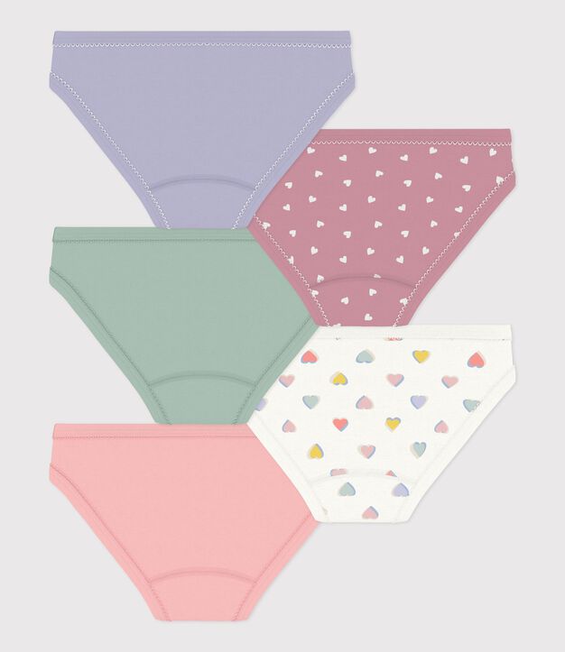 Lot de culottes enfant en coton &agrave; c&oelig;urs multicouleur