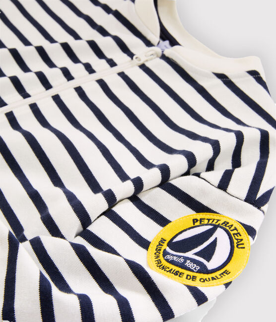 Cardigan enfant garçon blanc MARSHMALLOW/bleu SMOKING