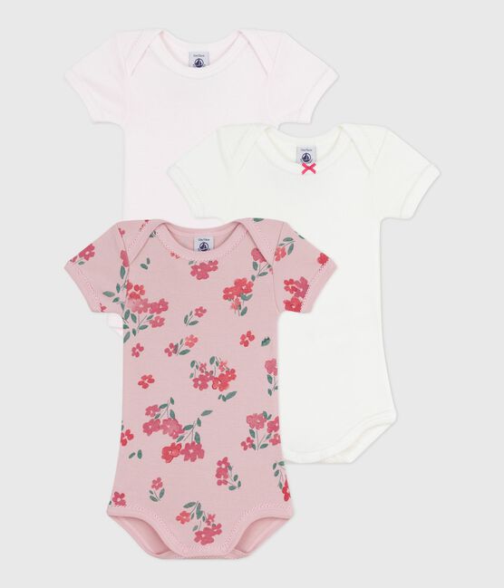 Lot de bodies manches courtes en coton fleuri bébé variante 1