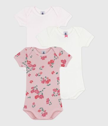 Lot de bodies manches courtes en coton fleuri bébé