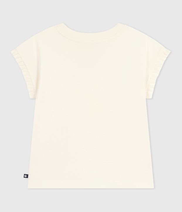 Tee-shirt enfant &agrave; manches courtes imprim&eacute; blanc cass&eacute;