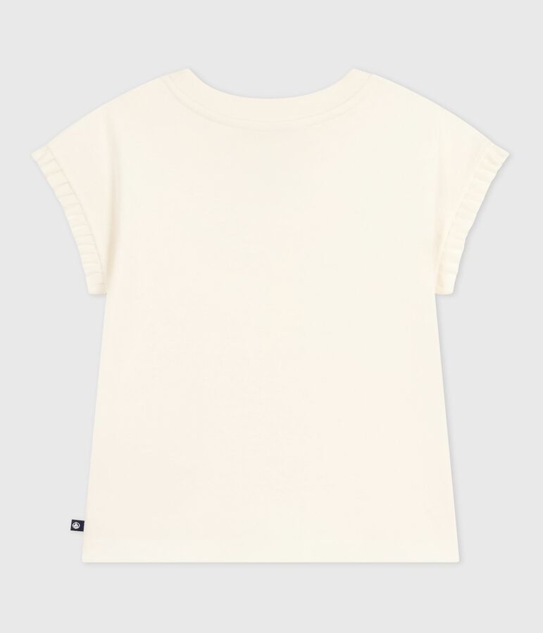 Tee-shirt enfant &agrave; manches courtes imprim&eacute; &eacute;cru MILK