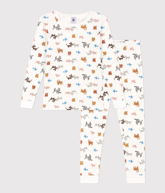 Pyjama ajusté en coton enfant blanc MARSHMALLOW/blanc MULTICO