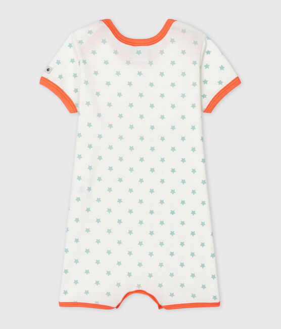 Combicourt bébé garçon en côte blanc MARSHMALLOW/vert VERGLAS