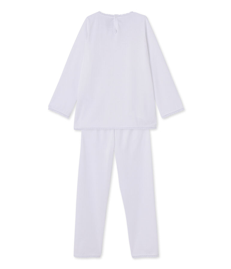 Pyjama fille &agrave; pois blanc