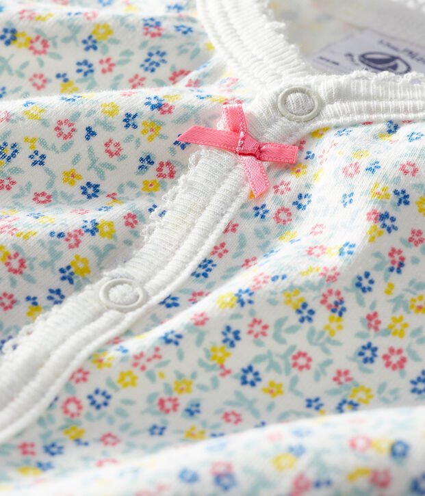 Combicourt b&eacute;b&eacute; fille en lin/coton blanc/multicouleur