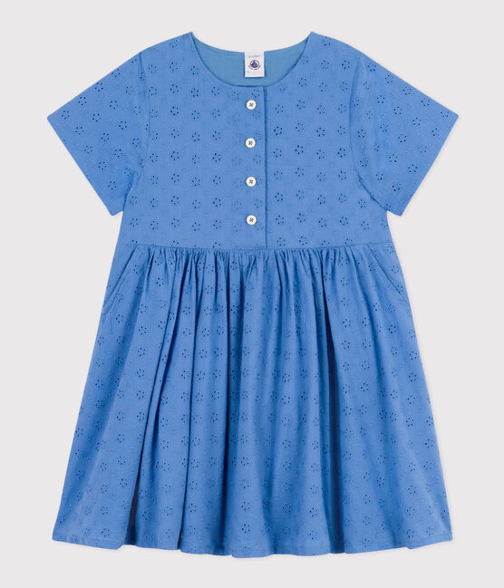 Robe manches courtes en broderie anglaise enfant fille bleu GAULOISE