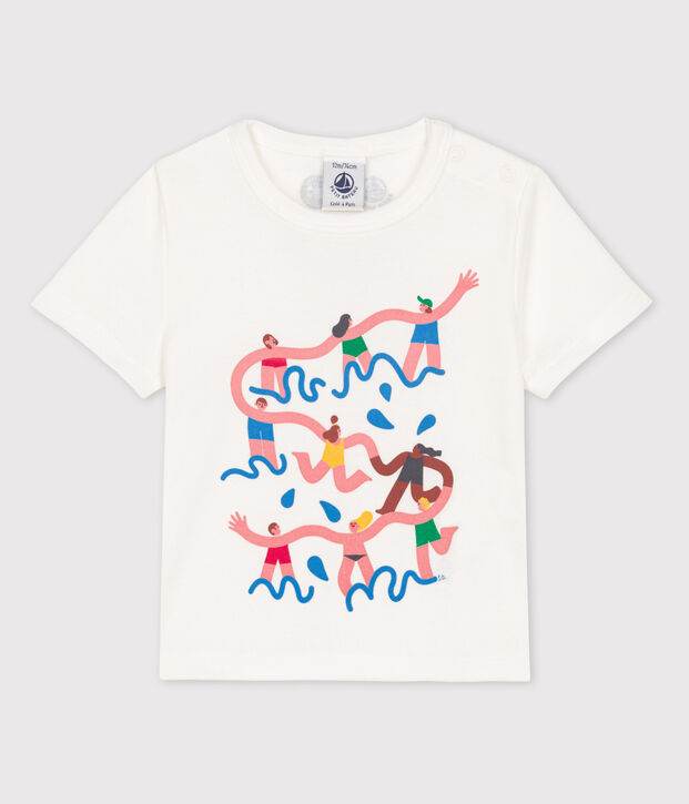 Tee-shirt B&eacute;b&eacute; Petit Bateau x Water Family blanc