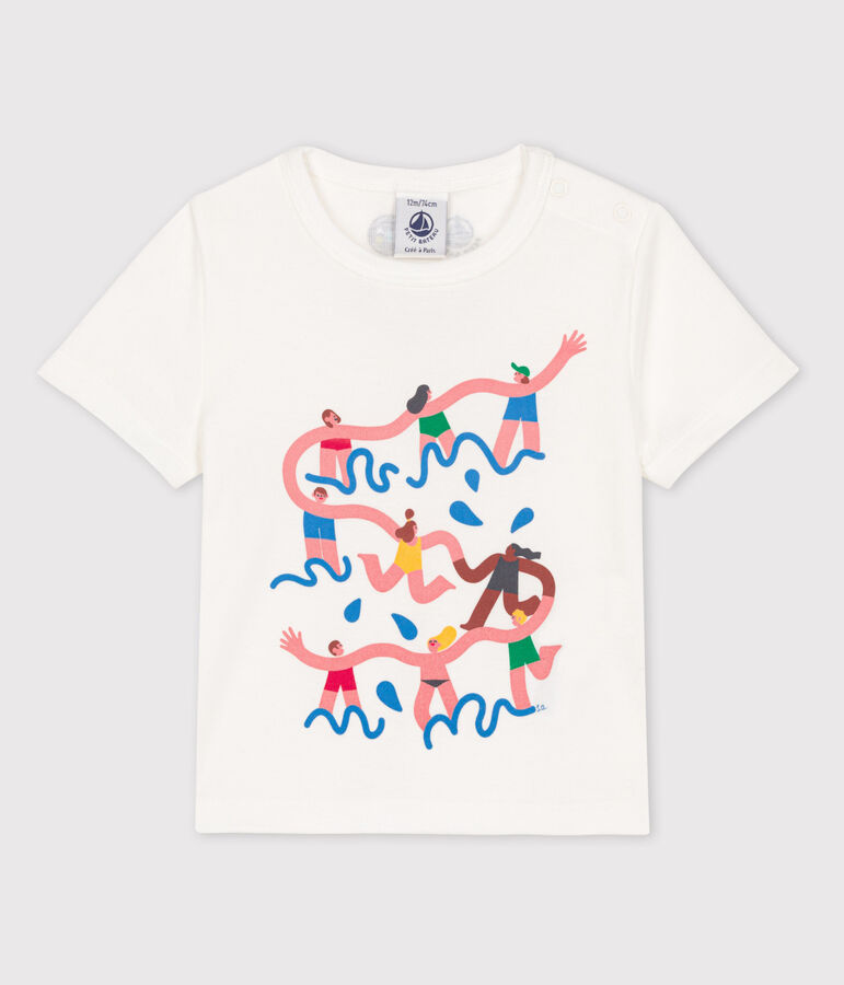 Tee-shirt B&eacute;b&eacute; Petit Bateau x Water Family blanc