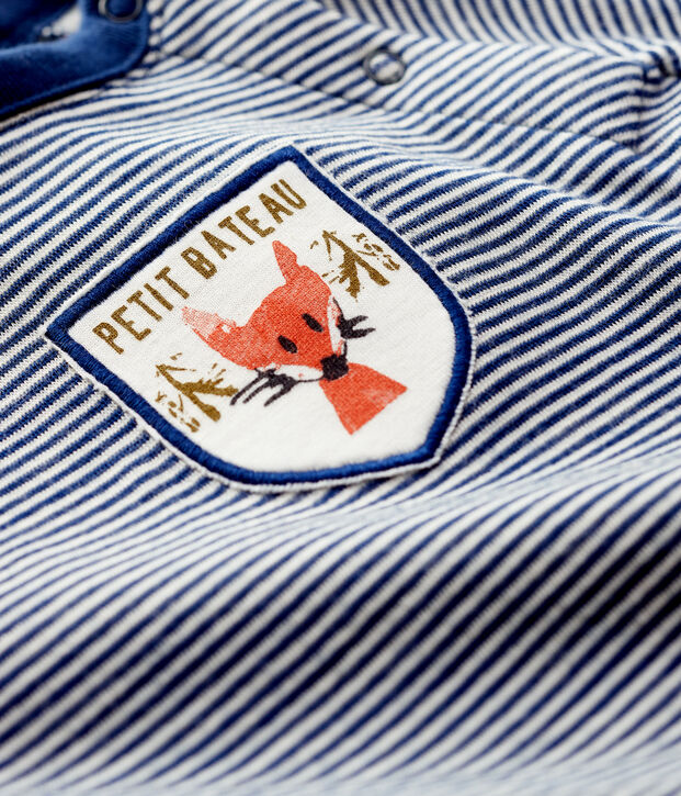 Tee-shirt en laine et coton b&eacute;b&eacute;. bleu/blanc