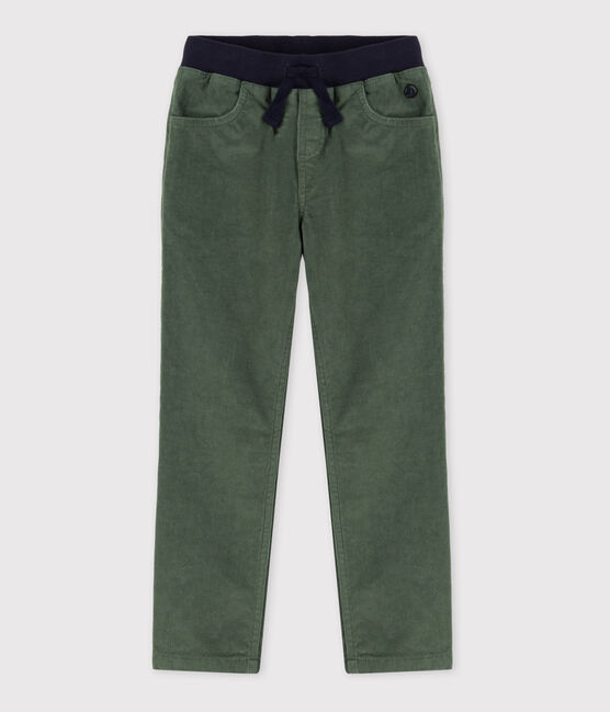 Pantalon droit en velours moyen enfant fille / garçon vert VALLEE