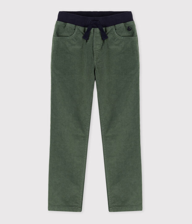 Pantalon droit en velours moyen enfant fille / gar&ccedil;on vert
