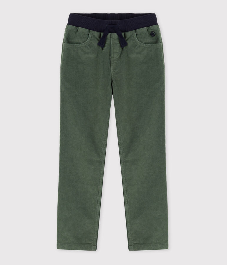 Pantalon droit en velours moyen enfant fille / gar&ccedil;on vert VALLEE